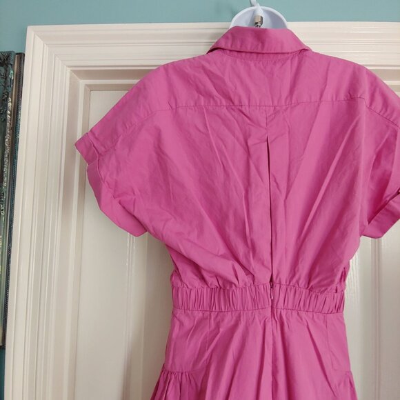 Silvia Tcherassi Fuchsia Designer Garden Party Resort Wear Tiered Chic Dress M - Picture 9 of 15